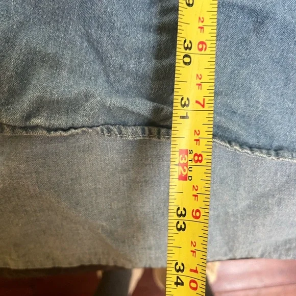 Men’s 90s Chambray Minimalist Preppy Denim Mandarin Collar Button Front 2X Shirt - Picture 6 of 6